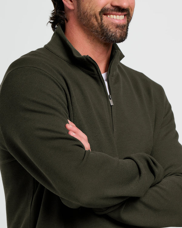 Men's Waffle Quarter Zip - Dark Forest