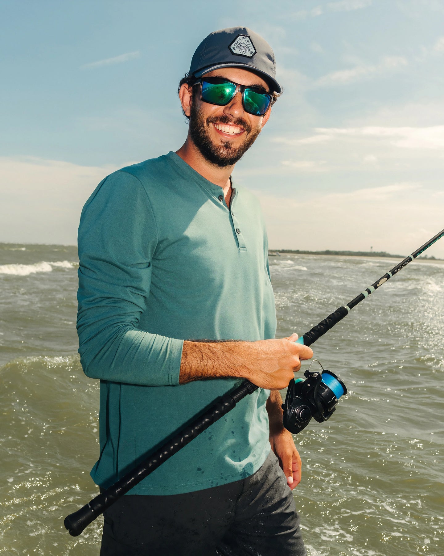 Men's Bamboo Flex Long Sleeve Henley - Sea Pine