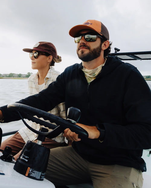 Men's Gridback Fleece Anorak Hoodie - Black