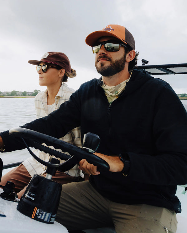 Men's Gridback Fleece Anorak Hoodie - Black