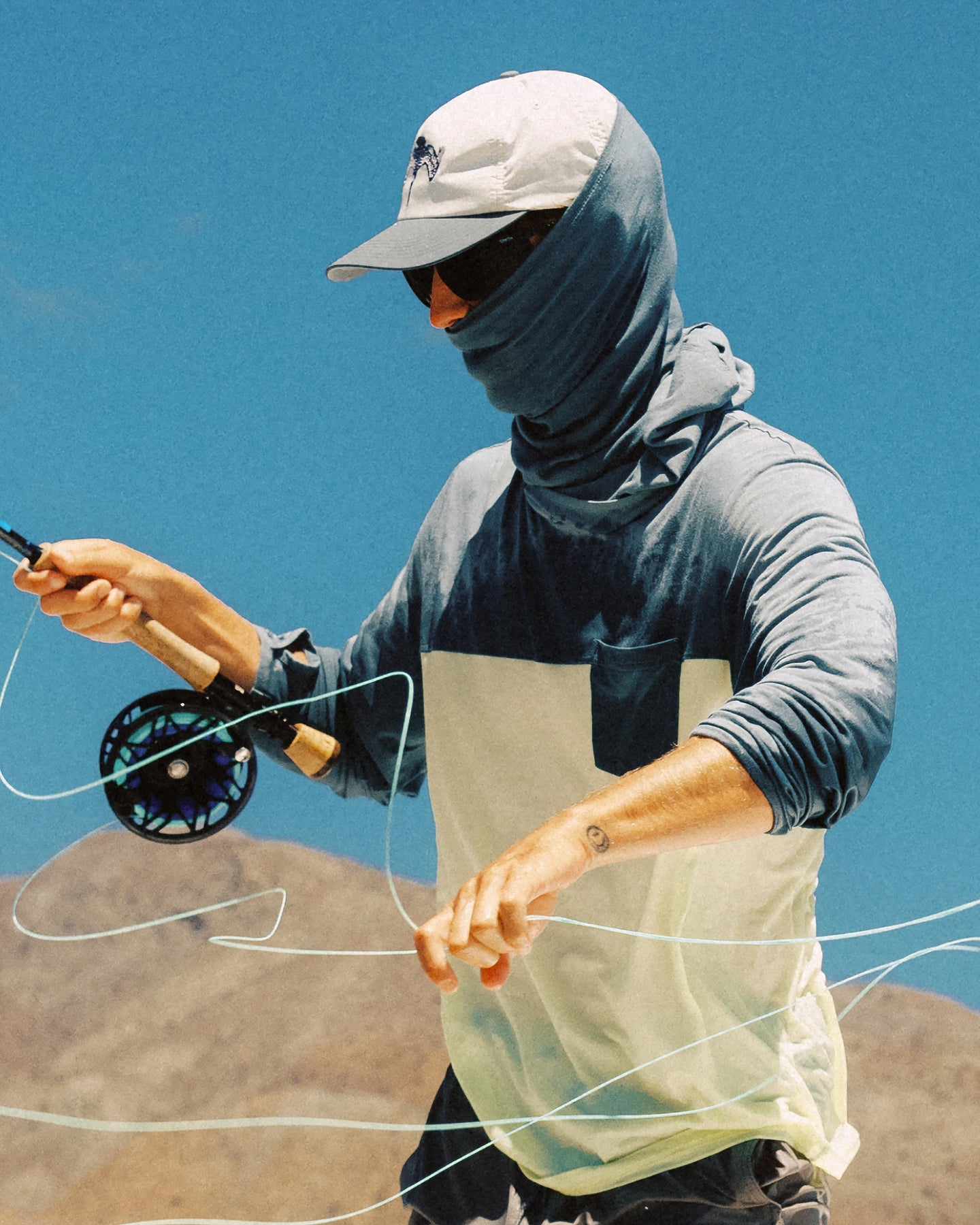 Men's Bamboo Hybrid Hoodie - Stormy Sea / Lime