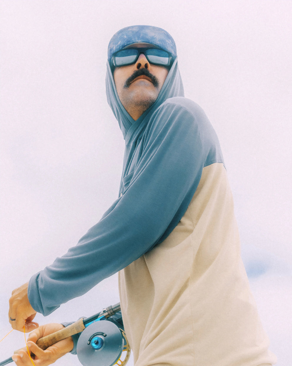 Men's Bamboo Hybrid Hoodie - Stormy Sea / Lime