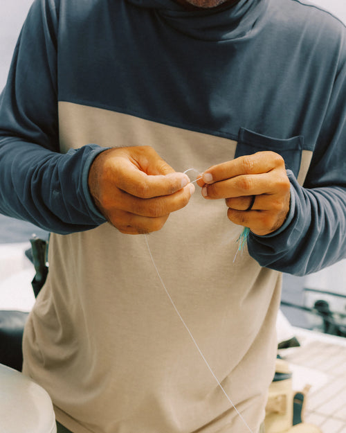 Men's Bamboo Hybrid Hoodie - Stormy Sea / Lime