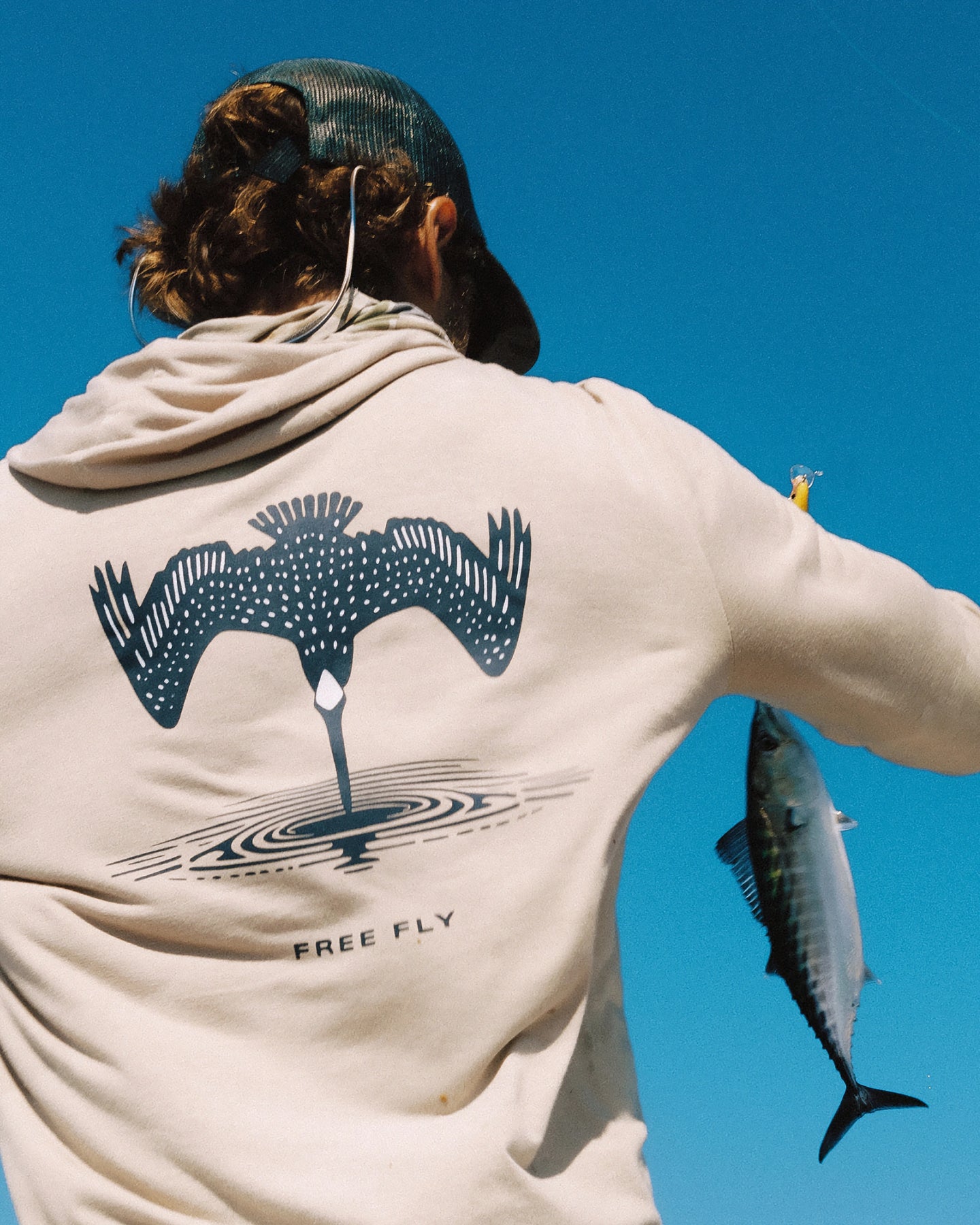 Men's Bamboo Lightweight Graphic Hoodie - Dive Bomb Desert Tan