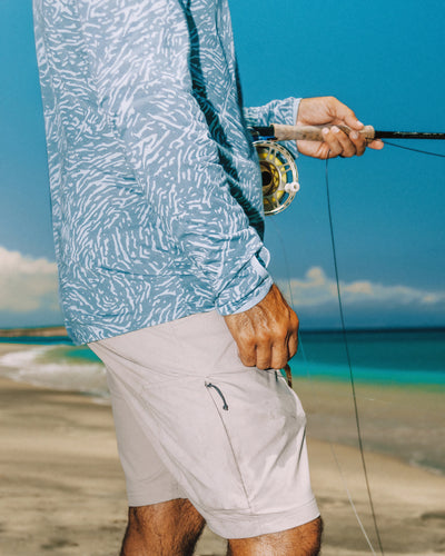 Men's Bamboo Lightweight Hoodie - Tidal Flow Print Stormy Sea