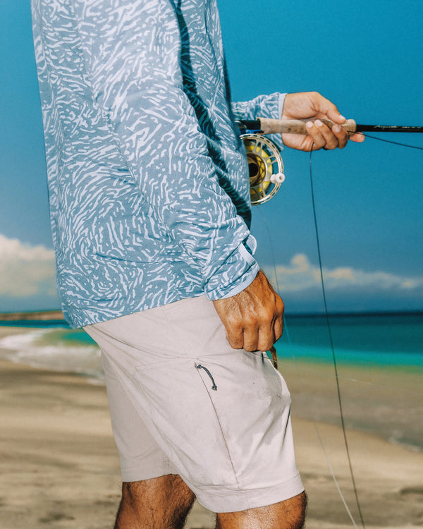 Men's Bamboo Lightweight Hoodie - Tidal Flow Print Stormy Sea