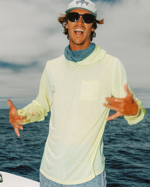 Men's Bamboo Lightweight Hoodie - Tidal Flow Print Stormy Sea