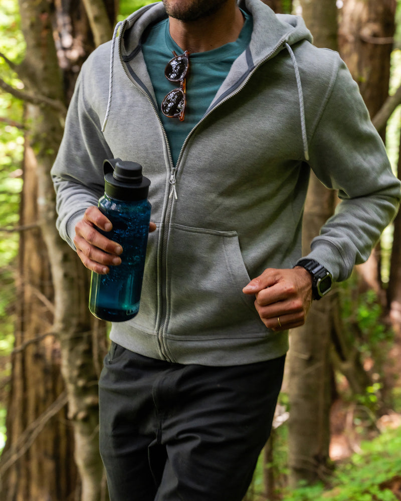 Men's Bamboo Northcoast Fleece Full Zip Hoodie - Heather Grey