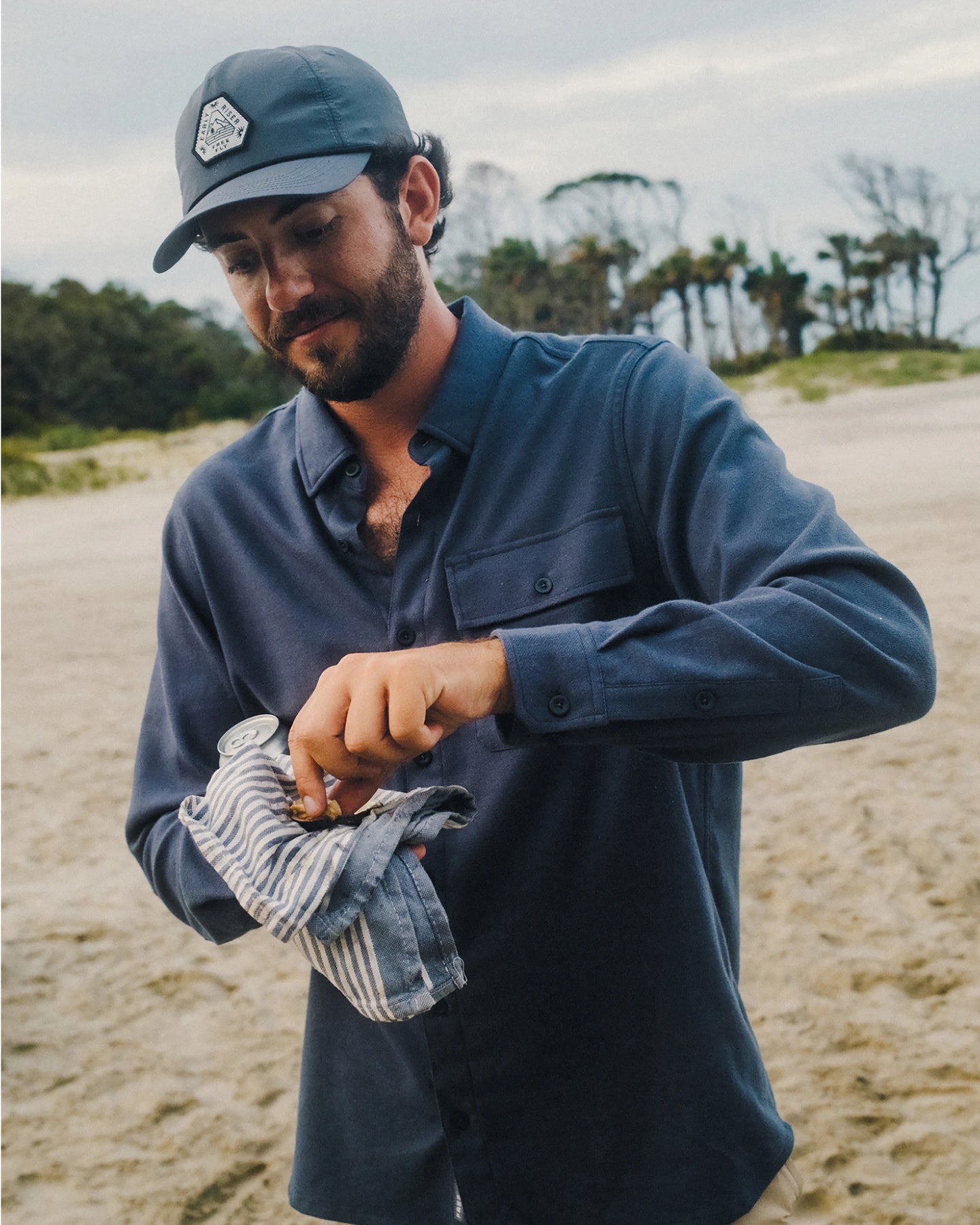 Men's Seawool Flannel Shirt - Deep Navy
