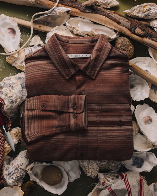 Men's Seawool Flannel Shirt - Nutmeg Stripe