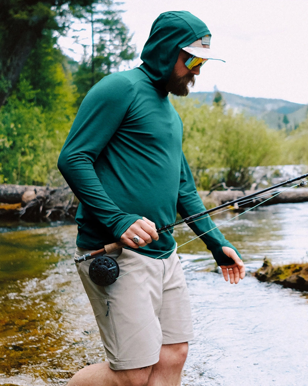 Free Fly Men's Bamboo Viscose Hoodie - UPF 50 Sun Protection, Quick Dry, Athletic Fit