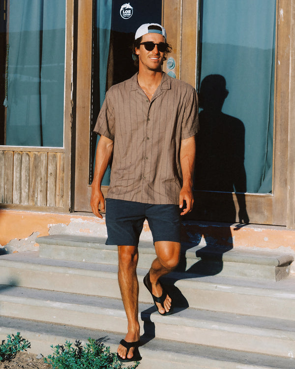 Men's Sullivan's Camp Shirt - Dash Vertical Stripe Sea Salt