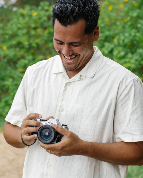 Men's Sullivan's Camp Shirt - Dash Vertical Stripe Sea Salt