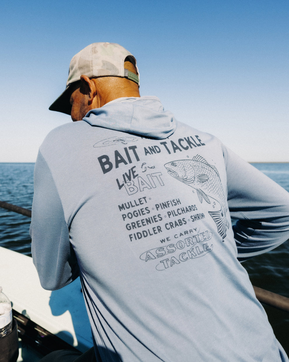 Men's Bamboo Lightweight Graphic Hoodie - Bait & Tackle Pacific Blue