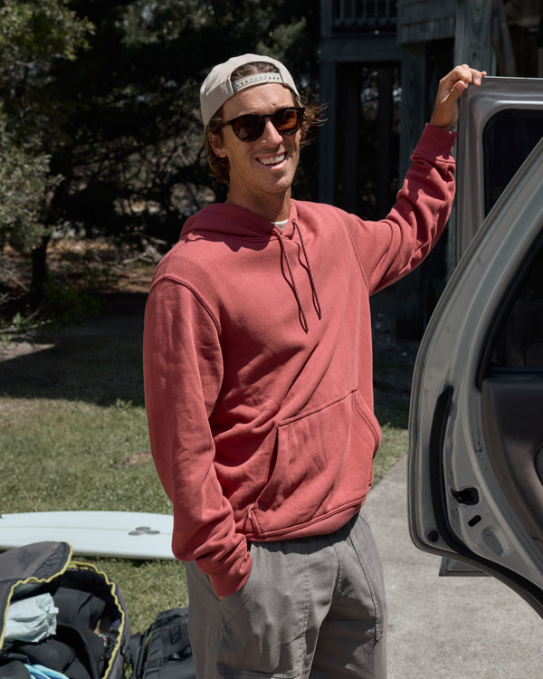 Men's Bamboo Northcoast Fleece Pullover Hoodie - Red Currant