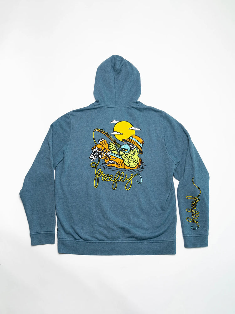 Party Parrot Garment Dye Fleece Hoodie - Pacific Blue