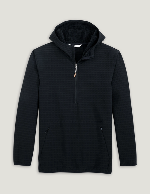 Men's Gridback Fleece Anorak Hoodie - Black