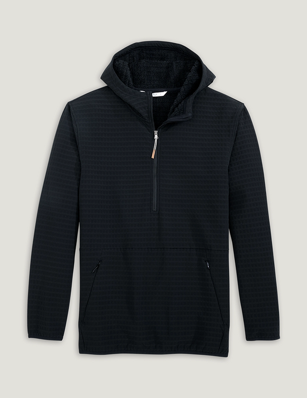 Men's Gridback Fleece Anorak Hoodie - Black