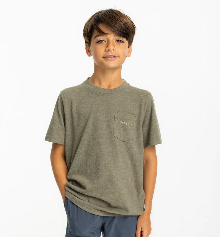 Youth Redfish Camo Pocket Tee - Heather Fatigue