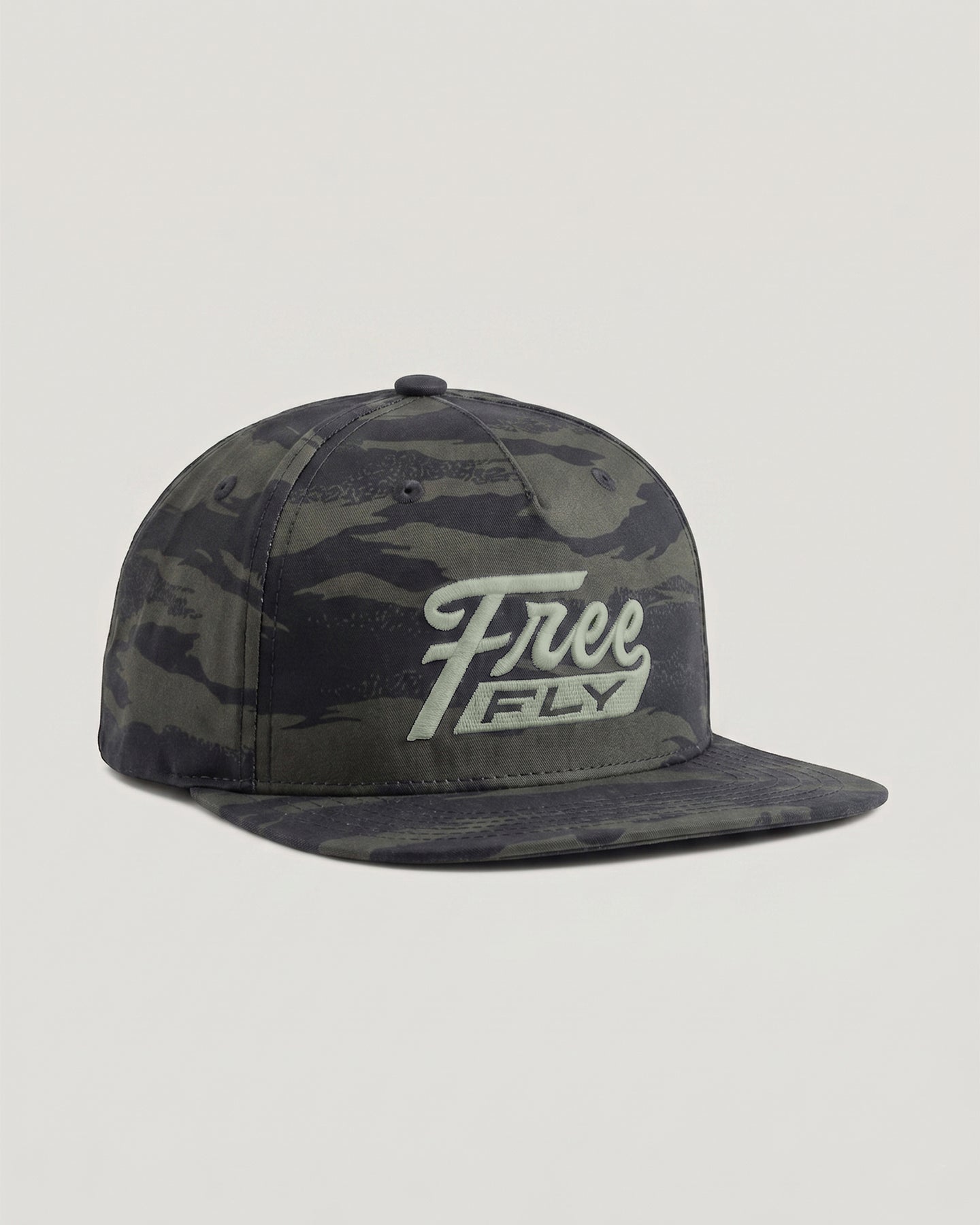 Retro Script Flat Brim Hat - Hydro Mist Camo Dark Forest
