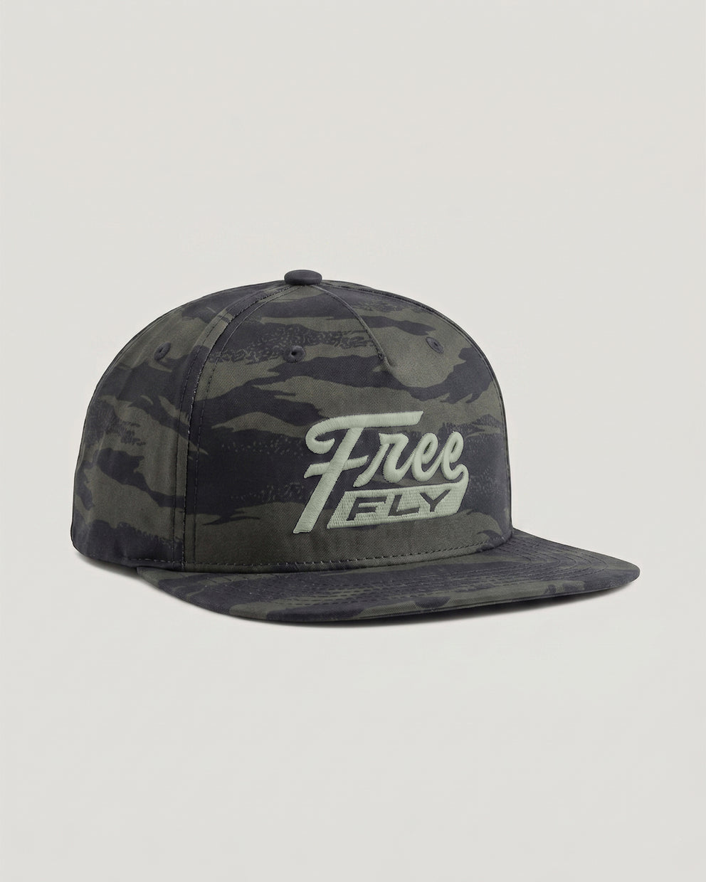 Retro Script Flat Brim Hat - Hydro Mist Camo Dark Forest