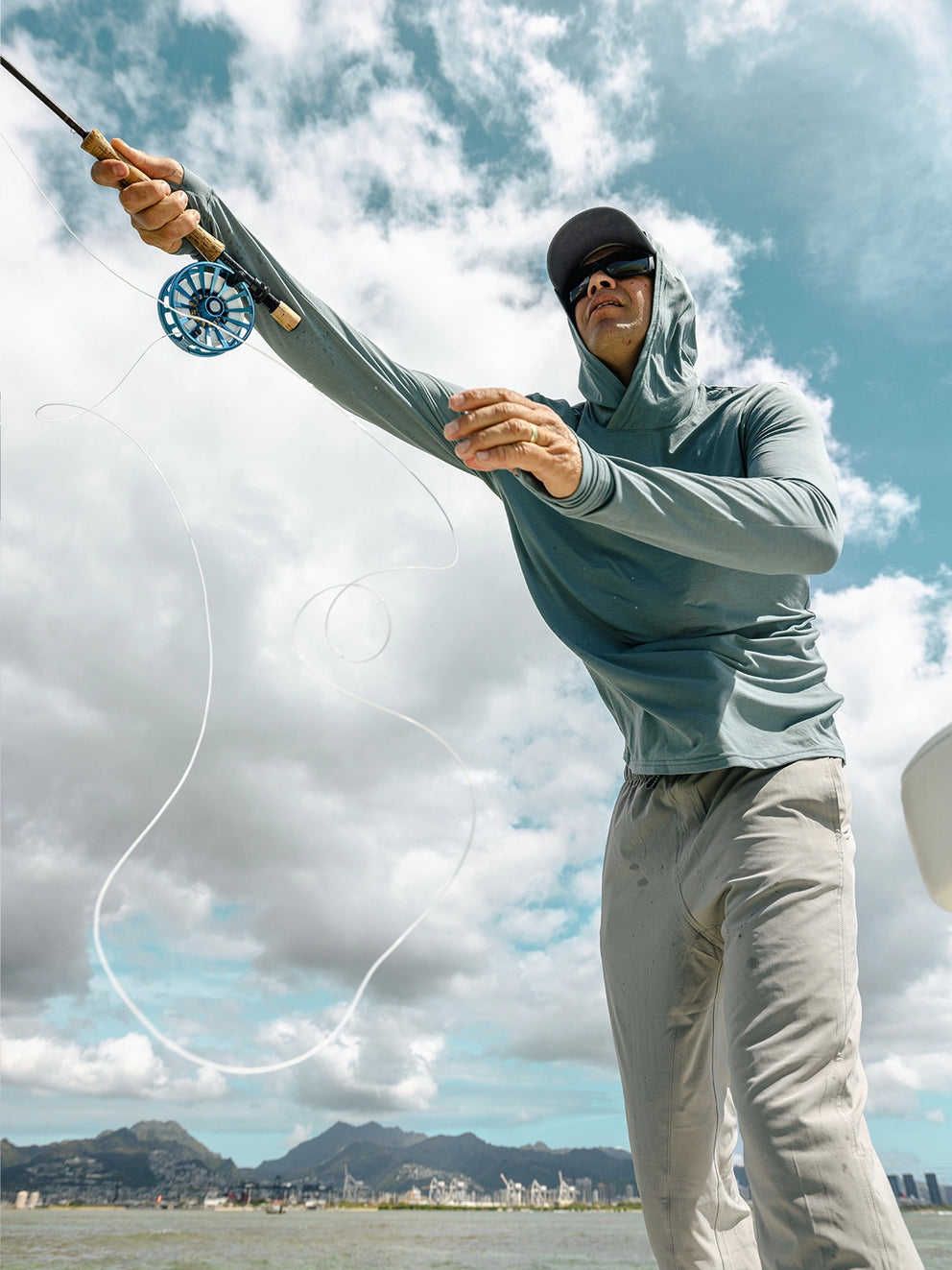 Men's Elevate Lightweight Hoodie - Stormy Sea – Free Fly Apparel Men's Elevate Lightweight Hoodie - Stormy Sea – Free Fly Apparel