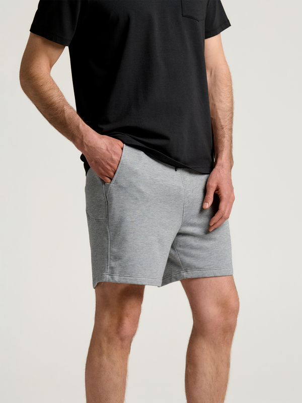 Men's Bamboo Lightweight Fleece Short - Heather Grey