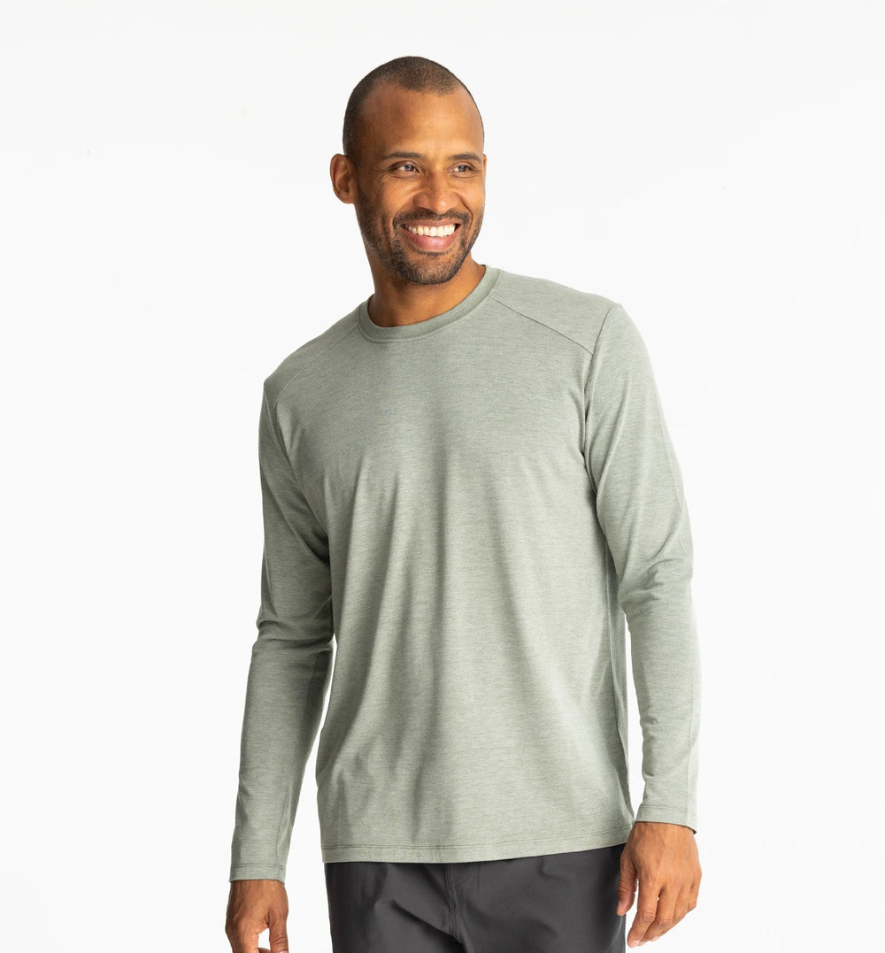 Men's Bamboo Shade Long Sleeve - Heather Agave Green second image