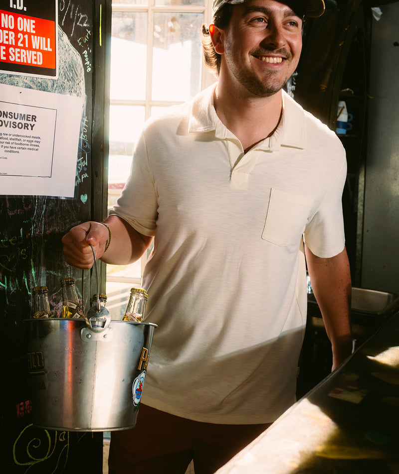 Men's Bamboo Slub Polo II - Sea Salt