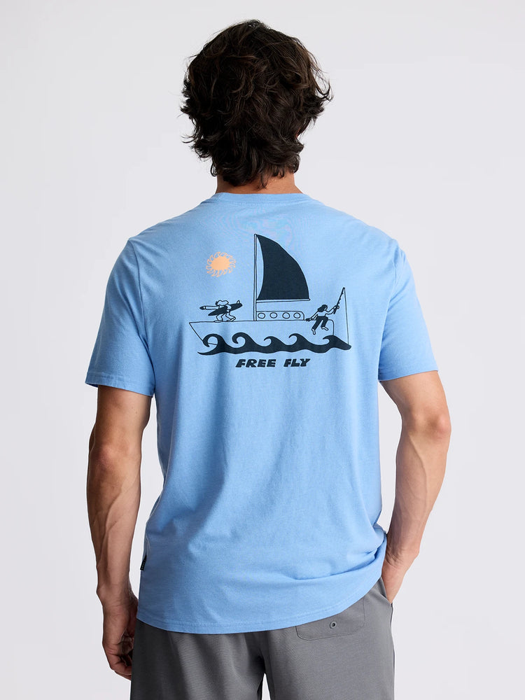 Voyager Tee - Heather Ocean Blue