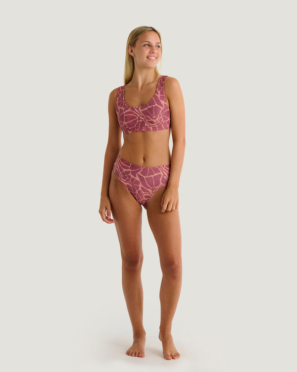 Women's Wavebound High Waisted Bikini Bottom - Cosmic Bloom Plum