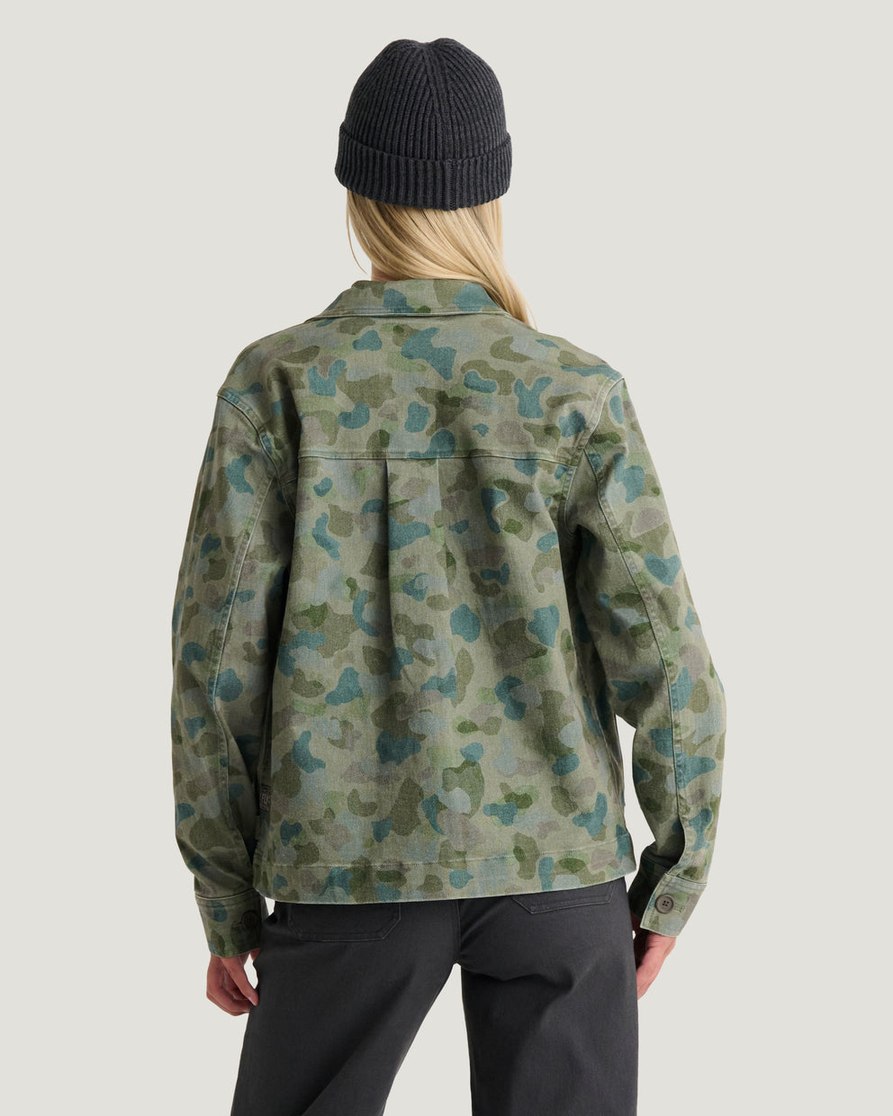 Women's Folly Twill Chore Coat - Watercolor Camo Oil Green