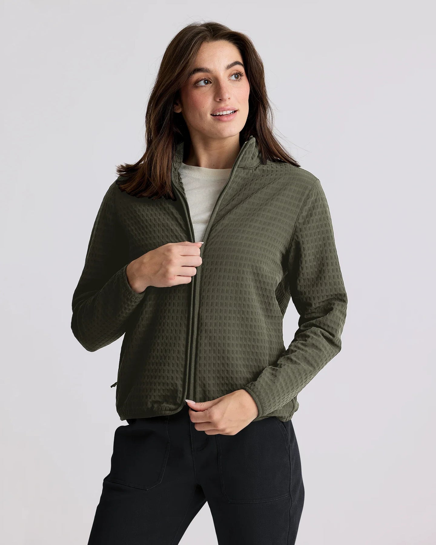Women's Gridback Fleece Jacket - Dark Forest
