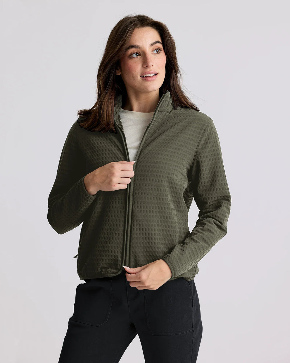 Women's Gridback Fleece Jacket - Dark Forest