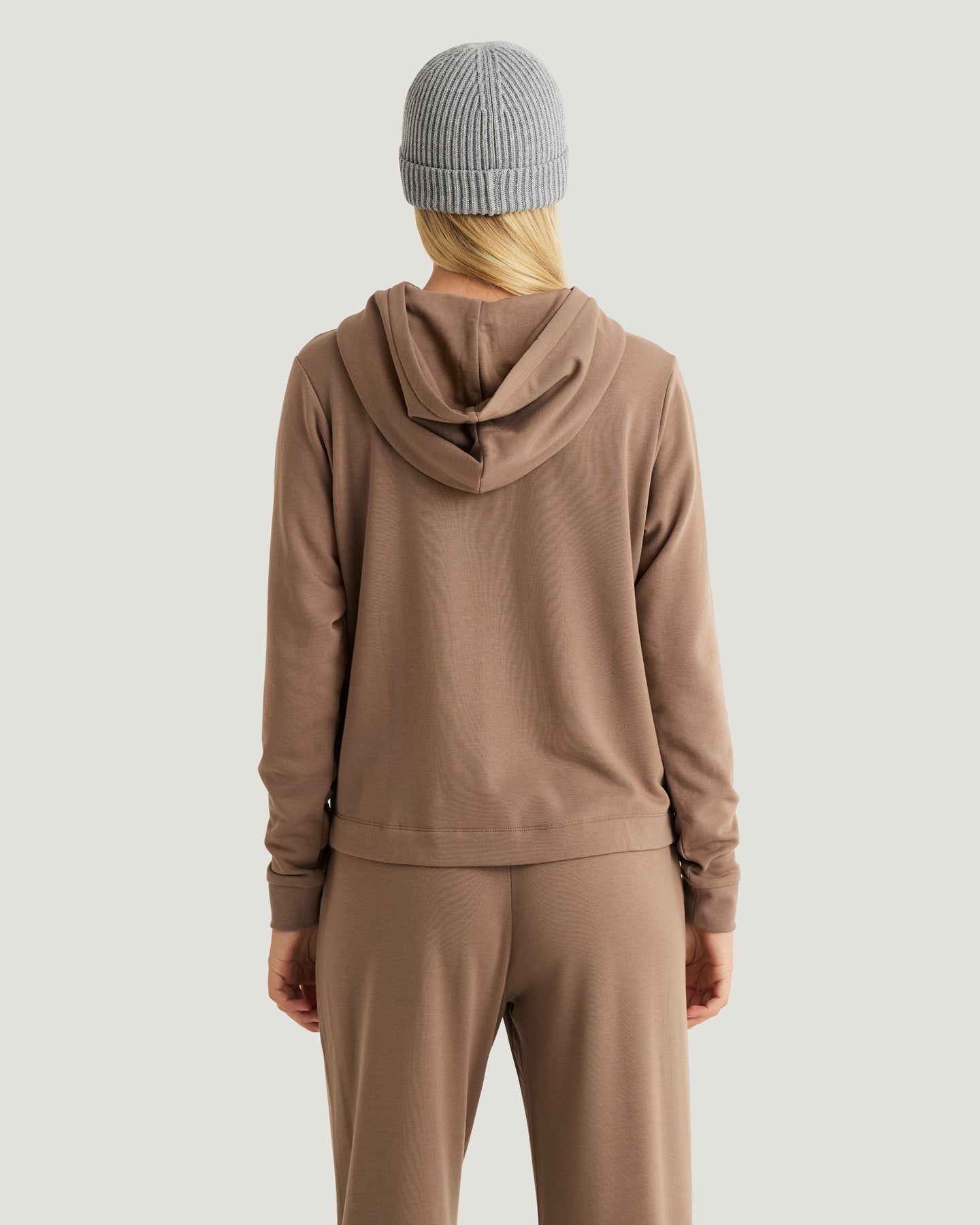 Women's Bamboo Lightweight Fleece Cropped Hoodie - Fossil