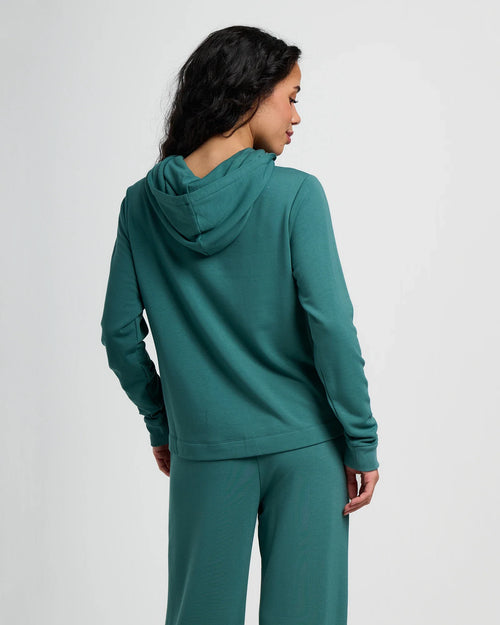 Women's Bamboo Lightweight Fleece Cropped Hoodie - Sea Pine