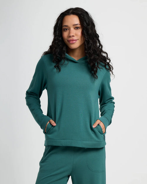 Women's Bamboo Lightweight Fleece Cropped Hoodie - Sea Pine