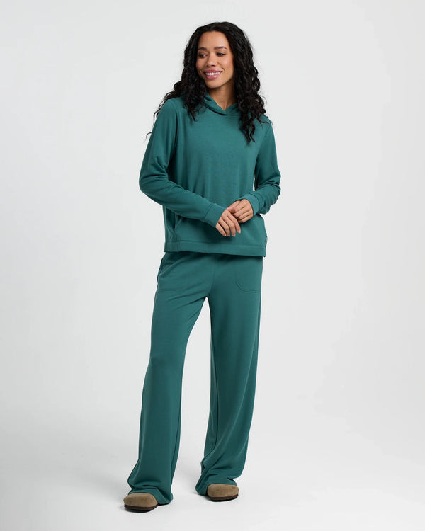 Women's Bamboo Lightweight Fleece Cropped Hoodie - Sea Pine