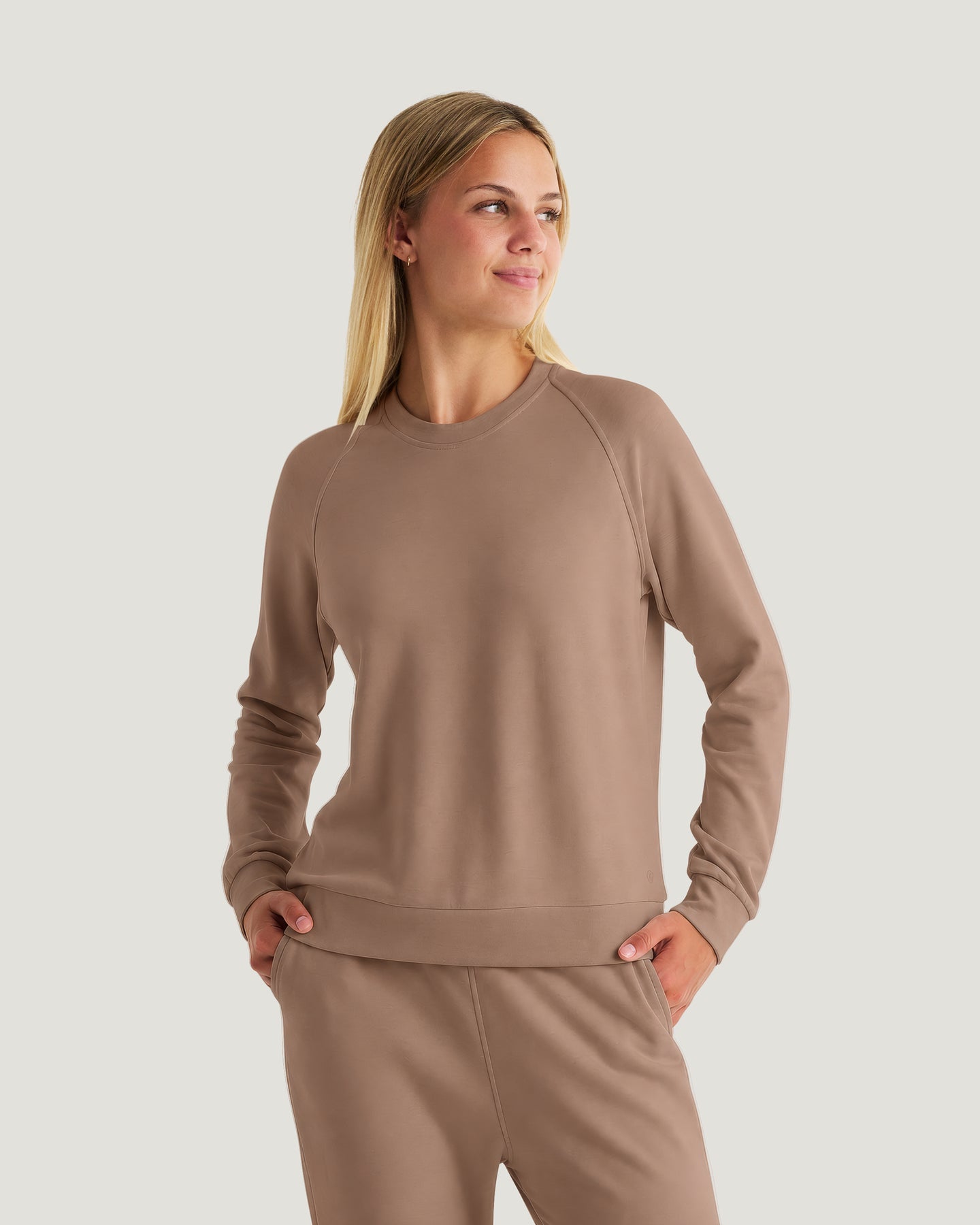 Women's Bamboo Lightweight Fleece Crew - Fossil