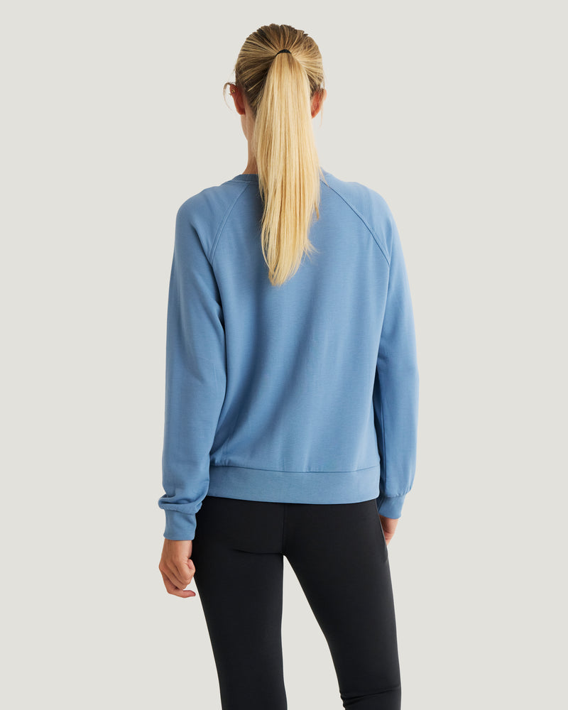 Women's Bamboo Lightweight Fleece Crew - Windward Blue