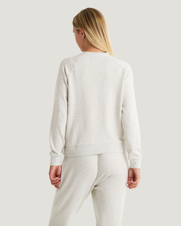 Women's Bamboo Lightweight Fleece Crew - Off White Heather