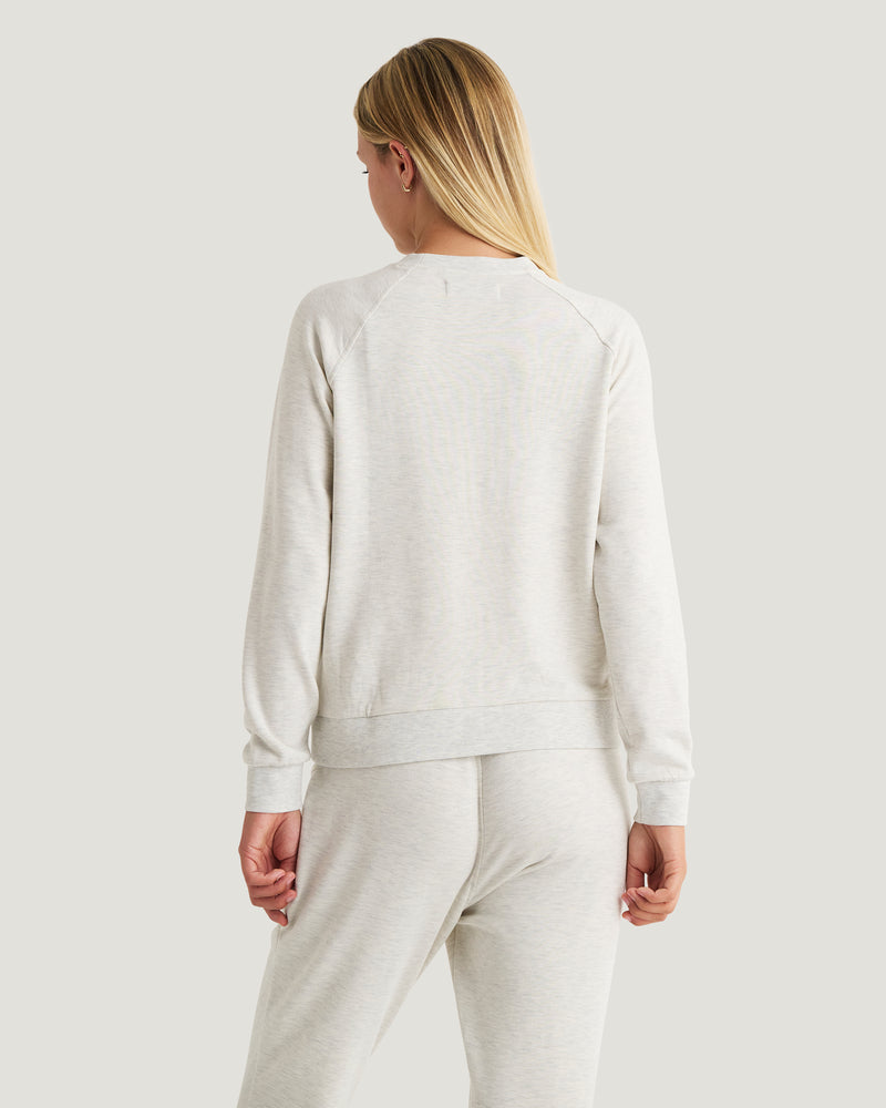 Women's Bamboo Lightweight Fleece Crew - Off White Heather
