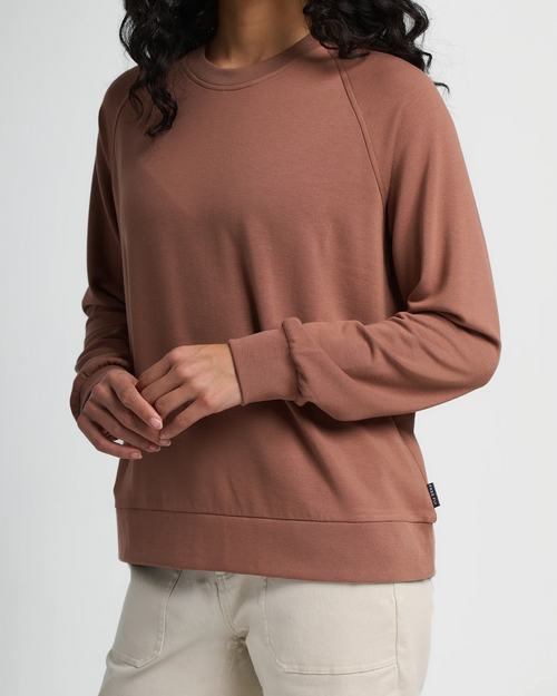 Women's Bamboo Lightweight Fleece Crew - Nutmeg