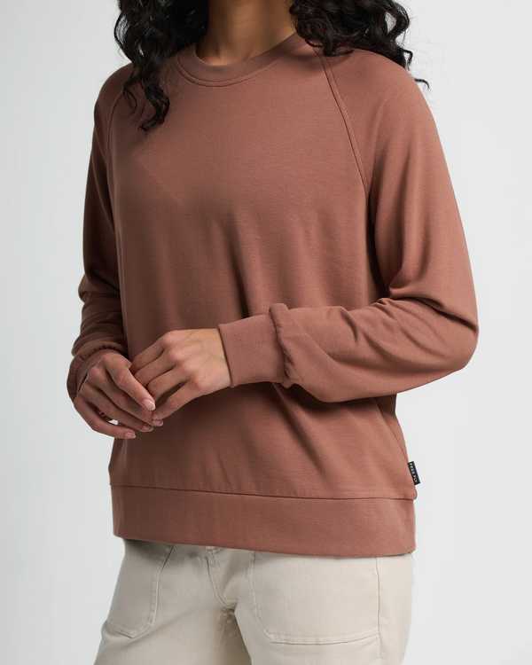 Women's Bamboo Lightweight Fleece Crew - Nutmeg