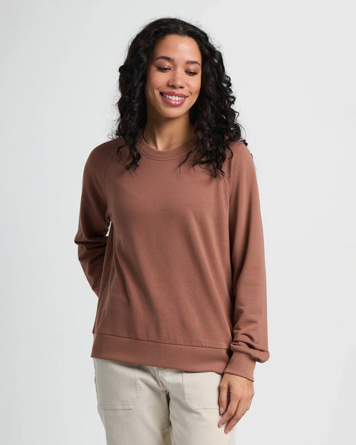 Women's Bamboo Lightweight Fleece Crew - Nutmeg