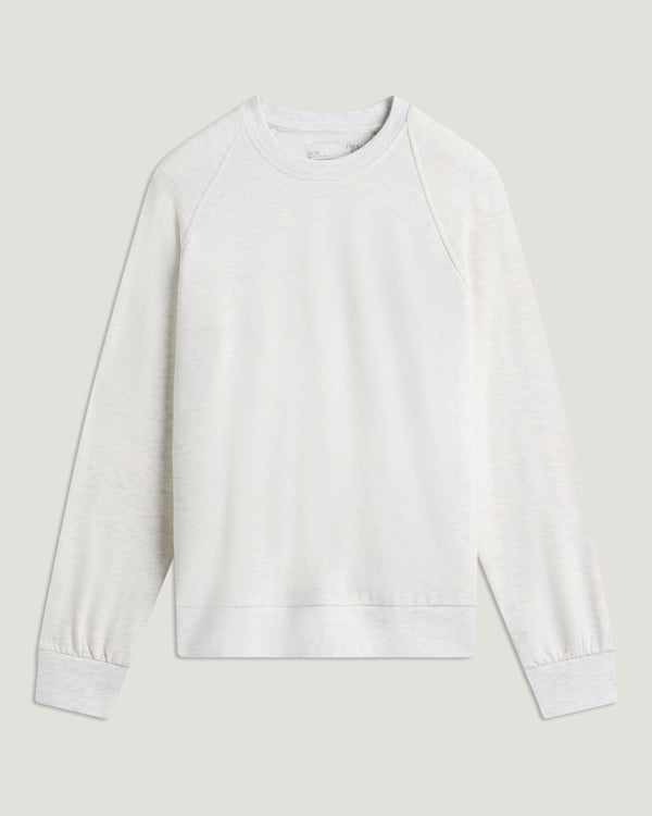 Women's Bamboo Lightweight Fleece Crew - Off White Heather