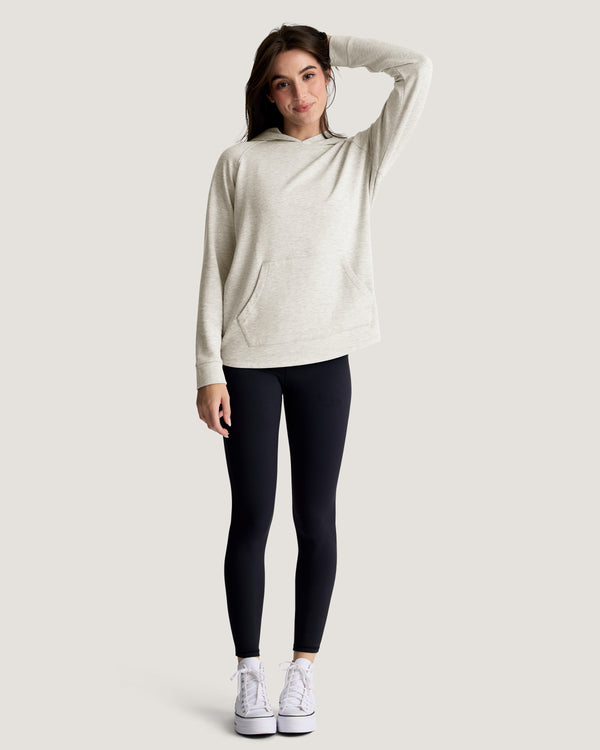 Women's Bamboo Lightweight Fleece Hoodie - Off White Heather