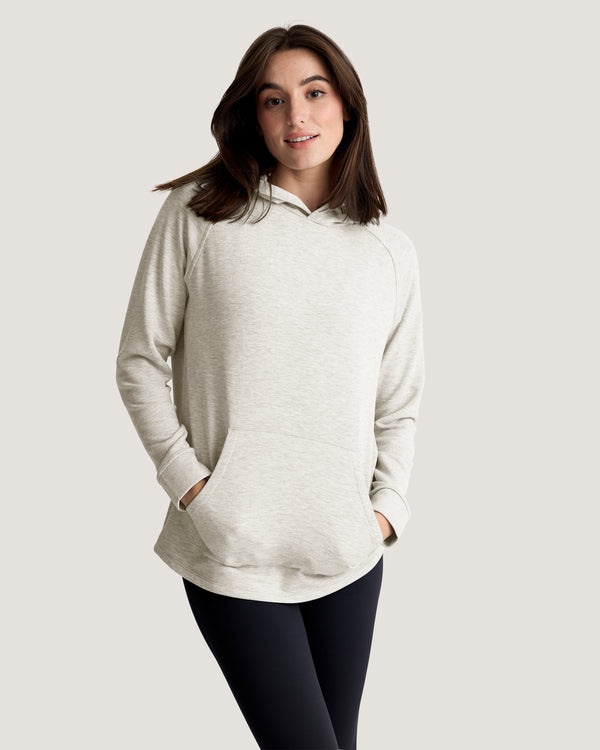 Women's Bamboo Lightweight Fleece Hoodie - Off White Heather