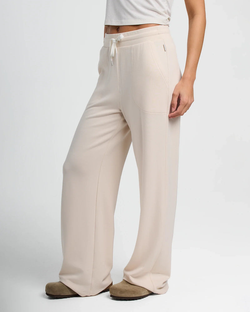 Women's Bamboo Lightweight Fleece Wide Leg Pant - Stone