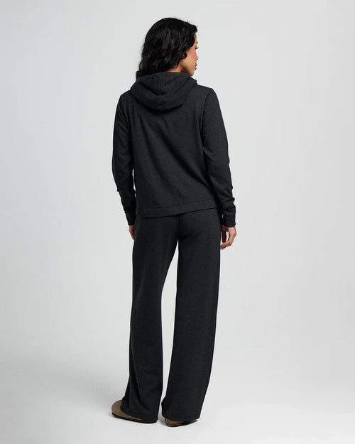 Women's Bamboo Lightweight Fleece Wide Leg Pant - Heather Black
